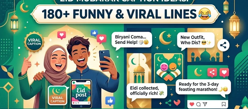 Eid Mubarak Caption Ideas: 180+ Funny & Viral Lines 😂
