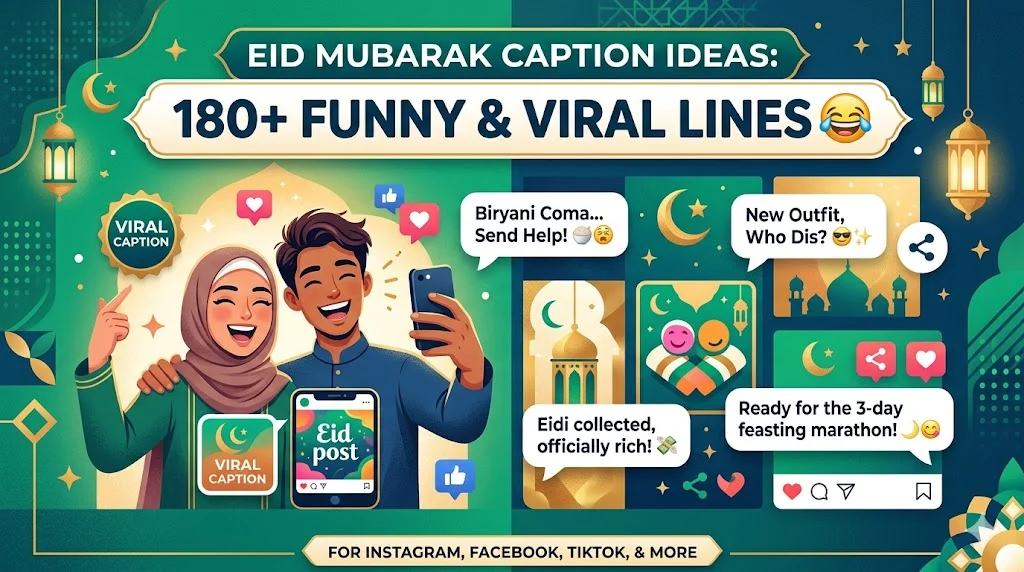 Eid Mubarak Caption Ideas: 180+ Funny & Viral Lines 😂