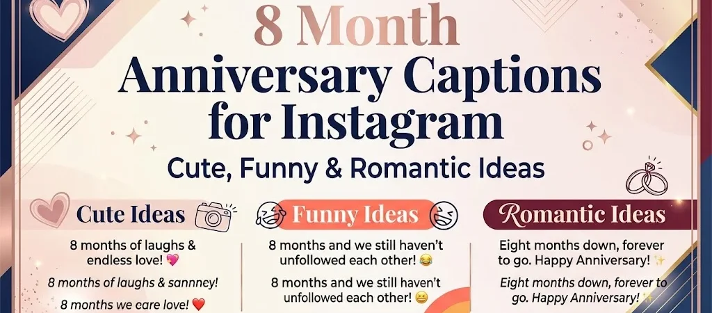 8 Month Anniversary Captions for Instagram: Cute, Funny & Romantic Ideas