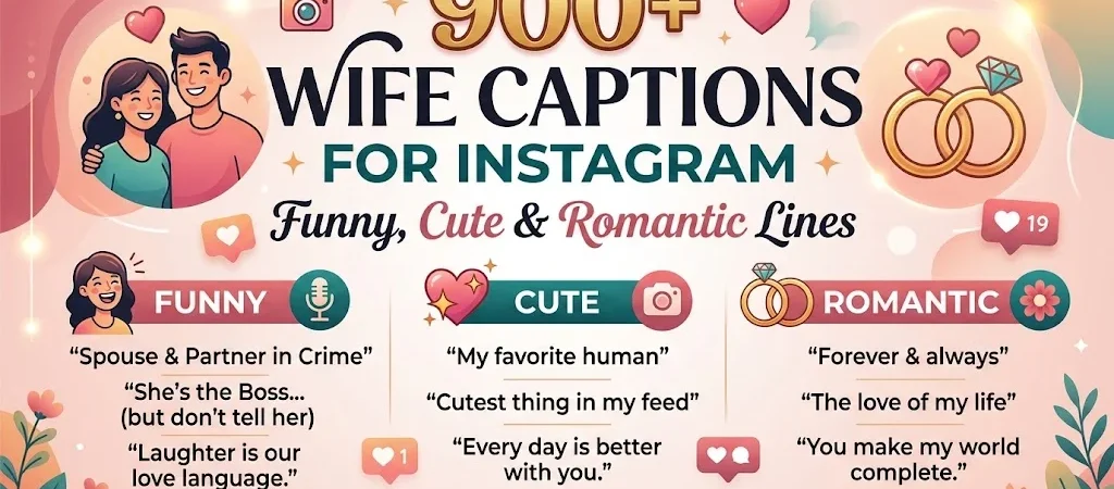 900+Wife Captions for Instagram: Funny, Cute & Romantic Lines