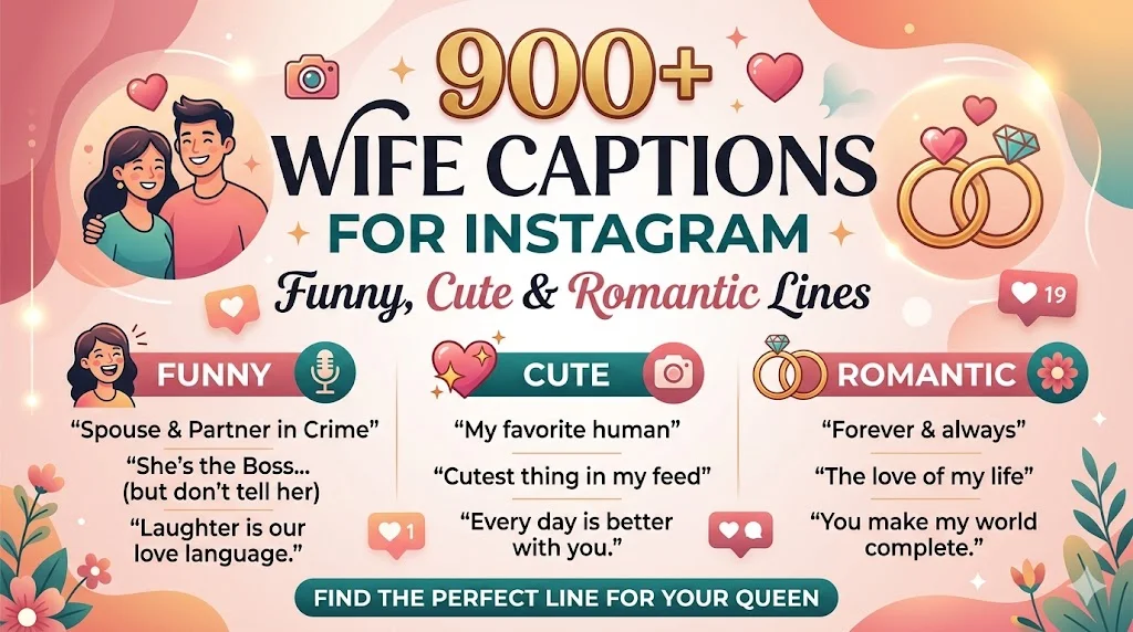 900+Wife Captions for Instagram: Funny, Cute & Romantic Lines