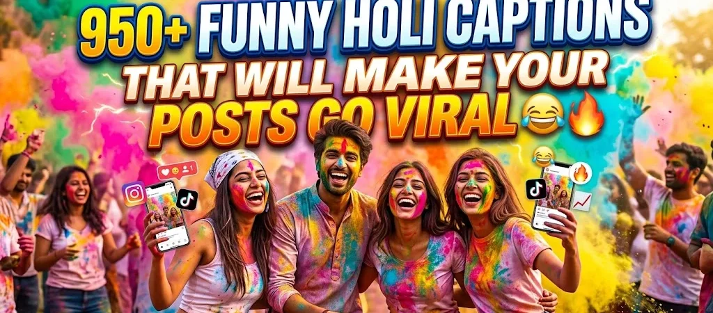 950+Funny Holi Captions That Will Make Your Posts Go Viral 😂🔥