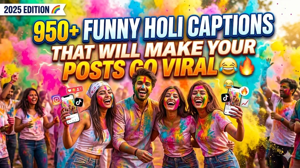 950+Funny Holi Captions That Will Make Your Posts Go Viral 😂🔥