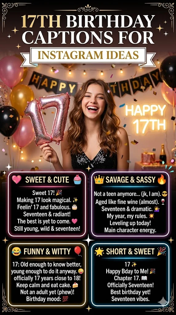 17th Birthday Captions for Instagram Ideas