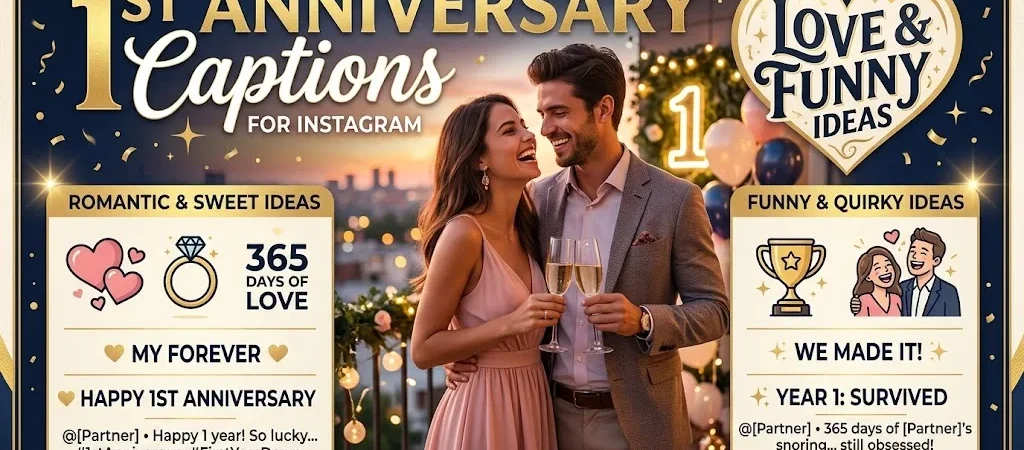 1st Anniversary Captions for Instagram Love & Funny Ideas