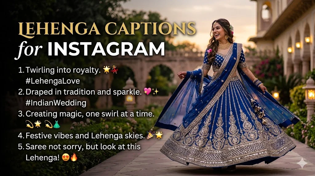 💖 Cute Lehenga Captions for Soft Glam Looks