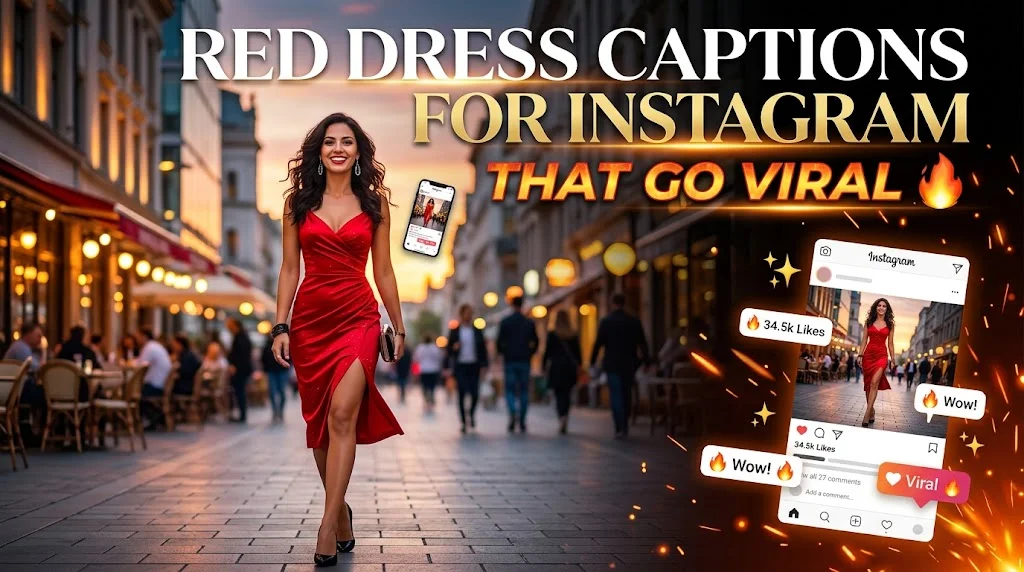 🌹 Romantic Red Dress Instagram Caption Ideas