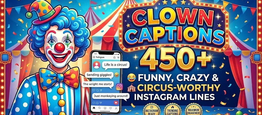 Clown Captions: 450+ Funny, Crazy & Circus-Worthy Instagram Lines